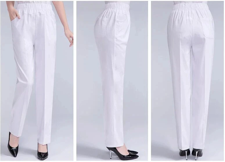 new spring and summer Fashion casual plus size elastic brand mid aged female women mother pants trousers