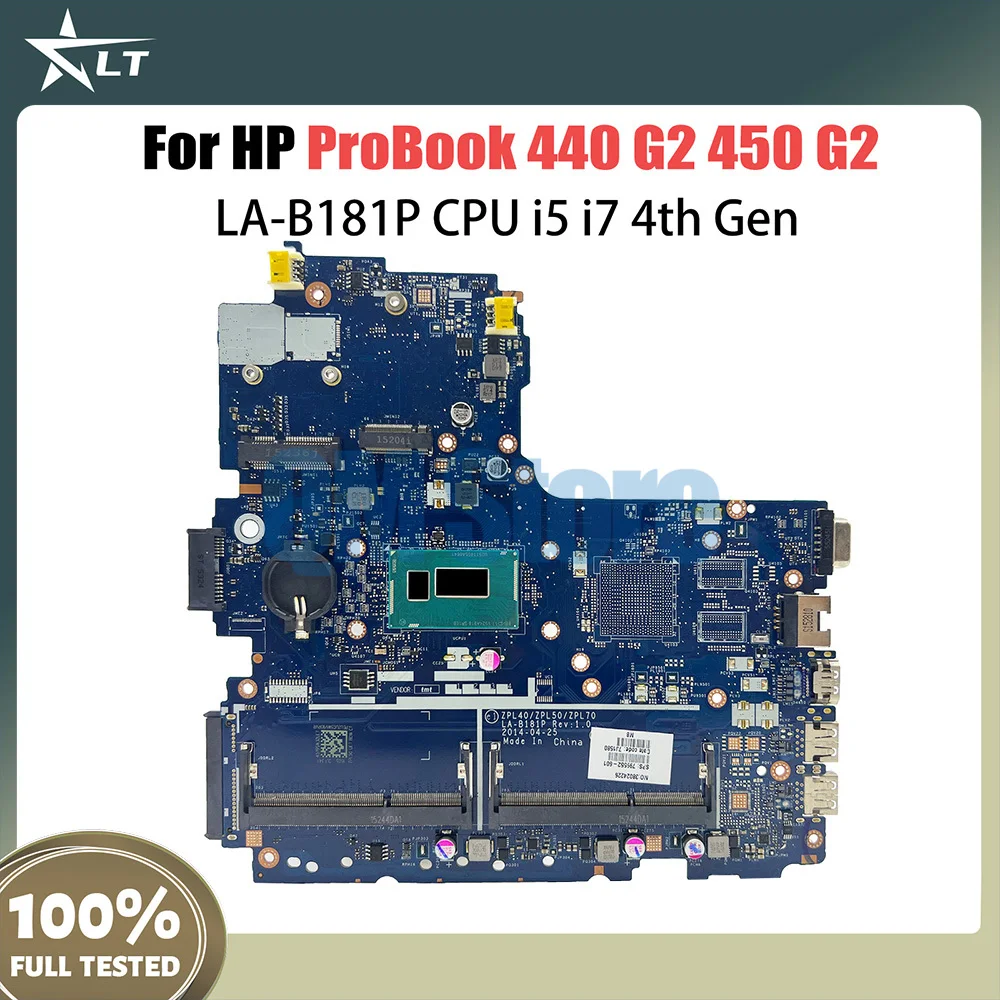 

LA-B181P Laptop Mainboard For HP Probook 440 450 G2 Notebook Motherboard UMA I5 I7 4th Gen CPU 799552-601