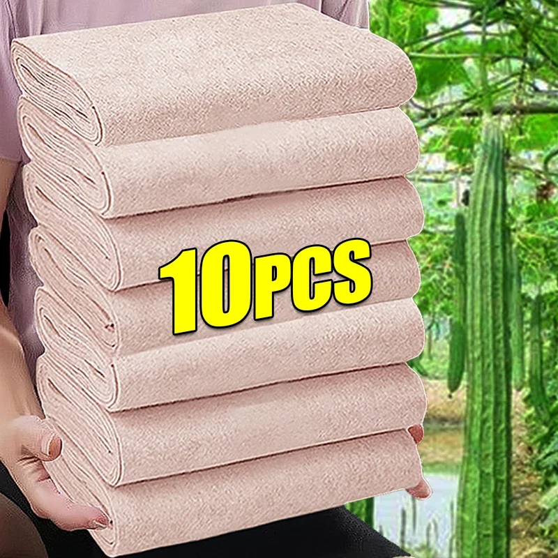 10/1pcs Natural Luffa Plant Fiber Cleaning Cloths Super Absorbent Kitchen Non-stick Oil Rags Dishcloths Household Scouring Pads