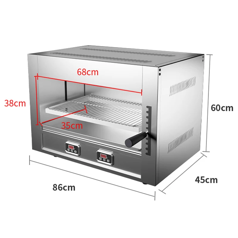 Digital display stove, commercial electric fish grill, whole chicken lift-type smokeless barbecue stove, open fish grill oven