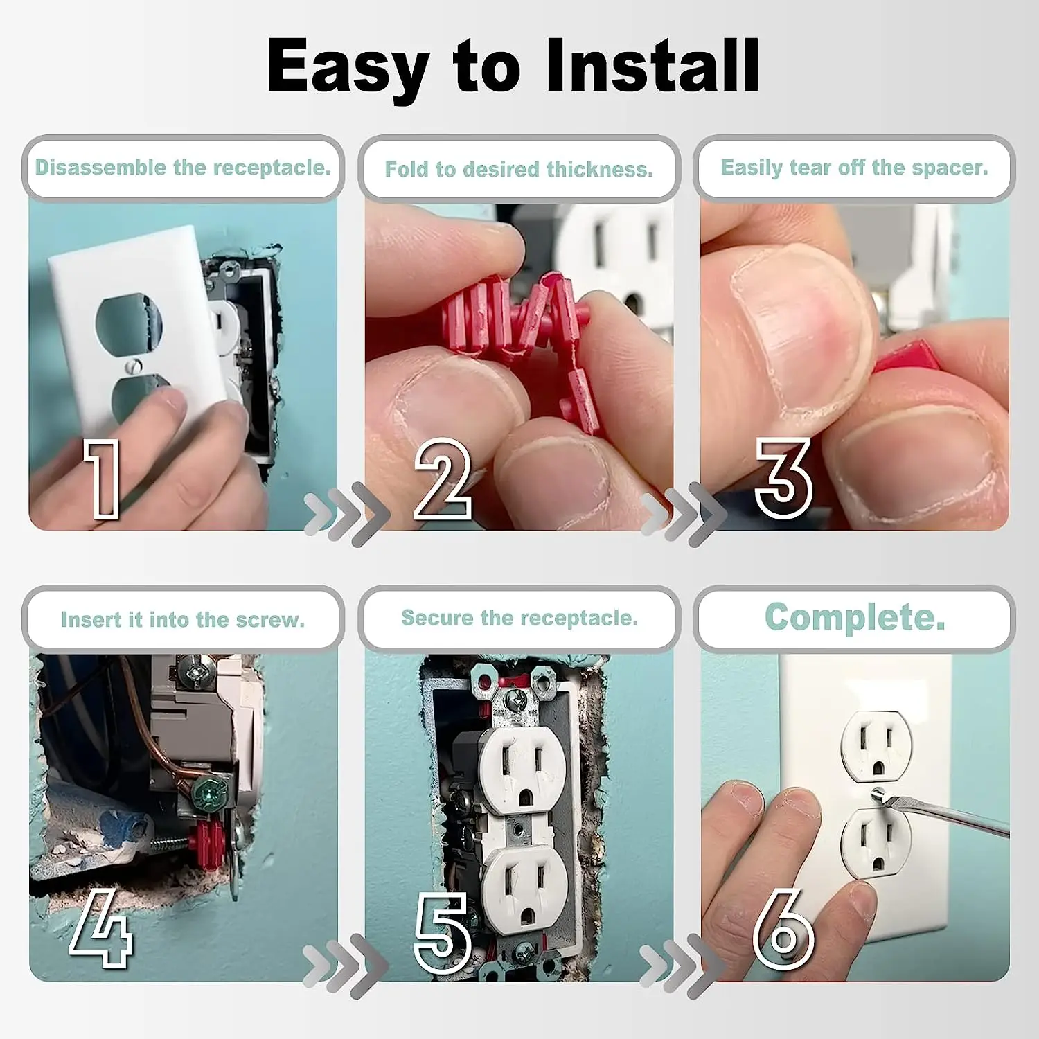 24pcs Switch And Receptacle Outlet Spacers For Loose Outlet Plug Fix, Electrical Box Extender Outlet Shims Light Switch Spacer