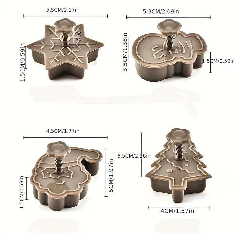 Plastic Cookie Baking Molds,Christmas Household Baking Tool (Snowman / Snowflake / Christmas Tree / Santa Claus Pattern)