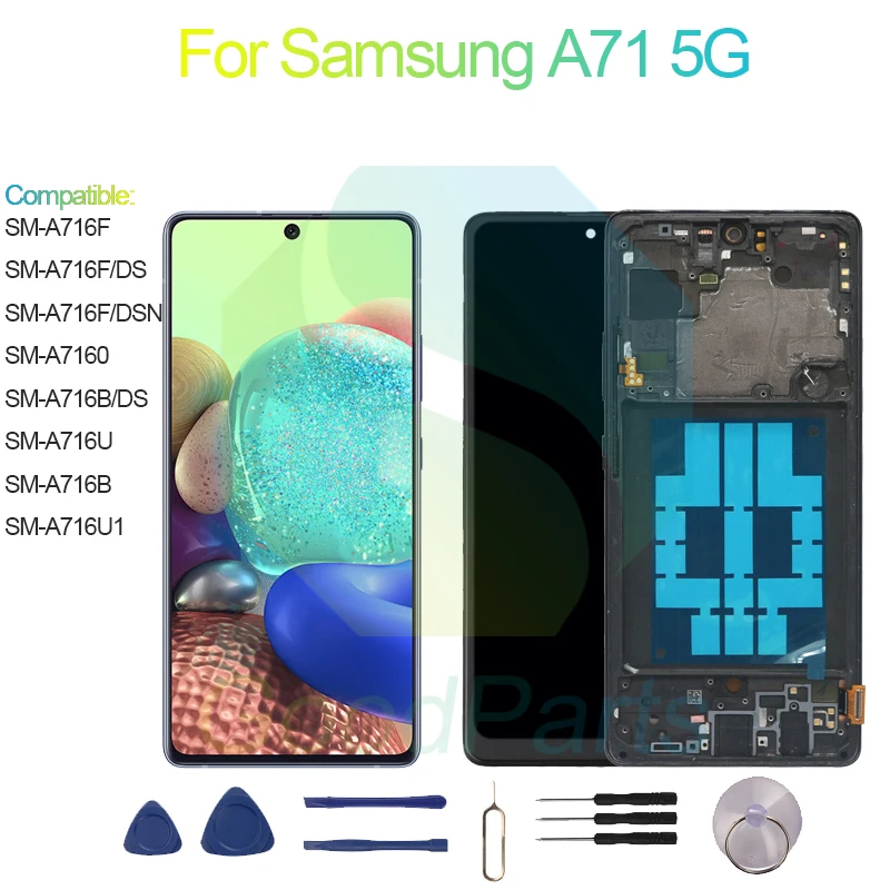 Pour Samsung A71 5G LCD écran tactile numériseur assemblée remplacement SM-A716B/F/O/U/U1, SM-A716B/F/DS/DSN A71 5G écran LCD