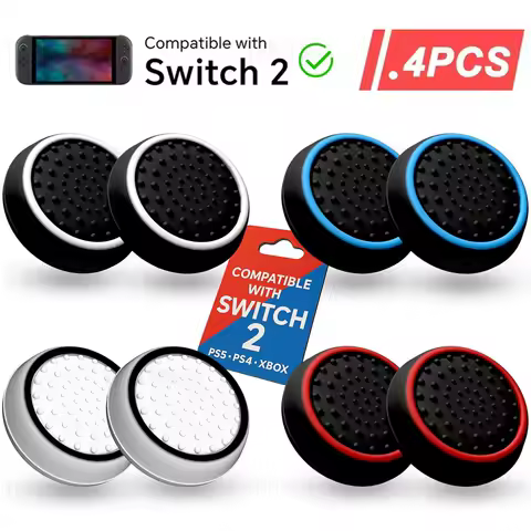4Pcs Silicone Analog Thumbstick Grip Caps For Nintendo Switch 2/PS5/PS4/PS3 Controller For Steam Deck/Xbox Gamepad Accessories