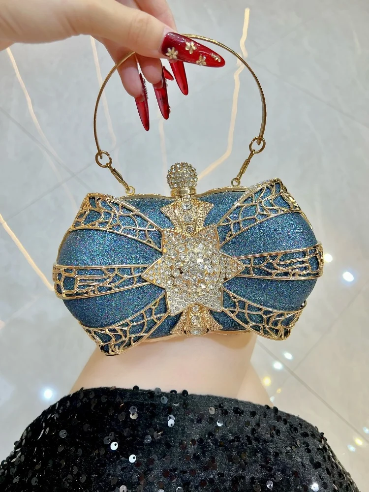 

Luxury 3D Flower Shiny Diamond Studded Women’s Evening Bags Party Banquet Handbags High-end Elegant Bridal Wedding Clutch Purse