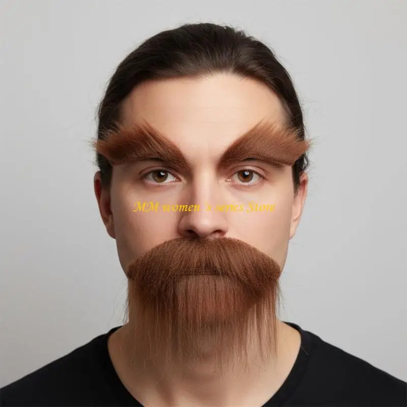 Q39C 콧수염과 눈썹 아이 성인을위한 가짜 수염, 코스프레 할로윈 의상 액세서리 남성 여성을위한 재미있는 얼굴 머리