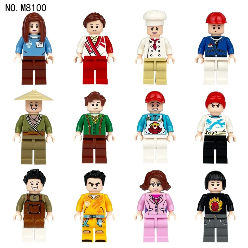 M8100 Jungen und Mädchen Schüler Urban Figurine Koch Kleine Partikel Kinder-Bausteine Spielzeug