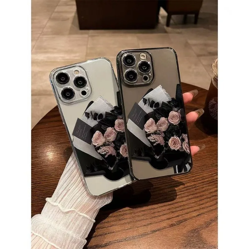 

Romantic Art Rose Phone Case for iPhone 16 15 14 13 12 11 Pro Max Mini X XS XR 7 8 Plus SE4 16E Shockproof Transparent Cover