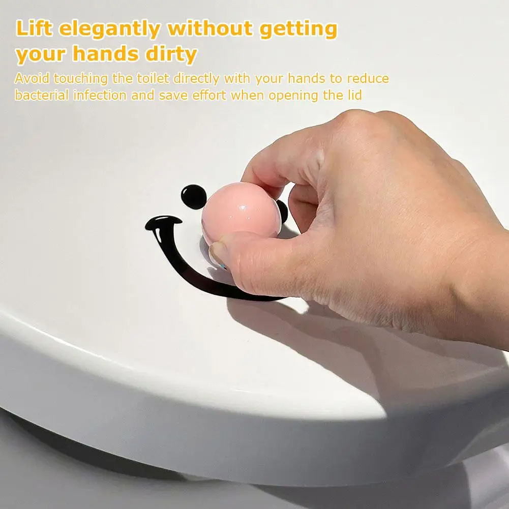 Dopamine Smile Ball Toilet Lid Avoid Touching Toilet Lid Handheld Toilet Seat Cover Opener For Toilet Bathroom Wc Accessories