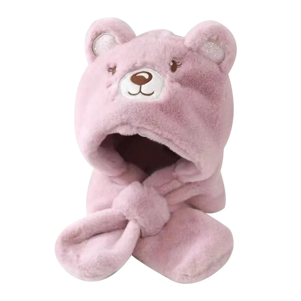 

Модная плюшевая детская зимняя шапка, утепленная теплая детская шапка-шарф, интегрированная ветрозащитная повседневная защитная шапка для ушей, детская