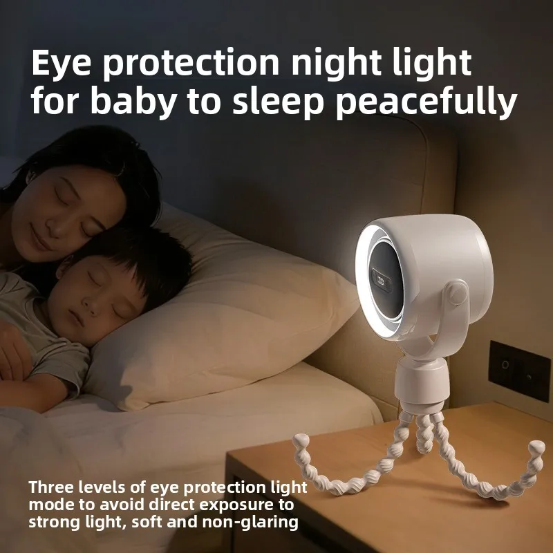 Multi-function Octopus Stroller Fan, Auto Swing Silent USB Cooler with Night Light, Aroma & Mosquito Repellent