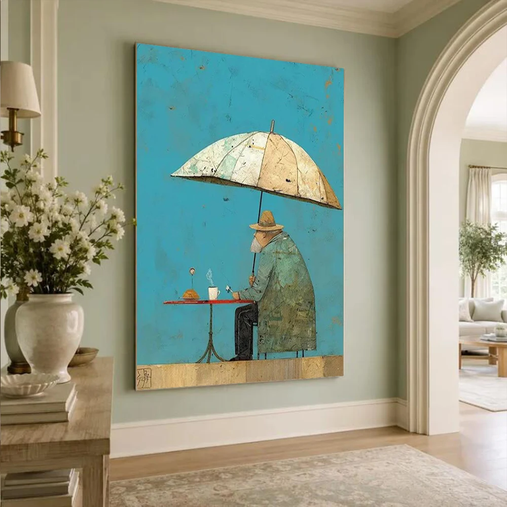 100% Handmade Abstract Oil Painting on Canvas Figure “I Enjoy Solitude” Wall Art Picture Decor Home Living Room Apartment Mural