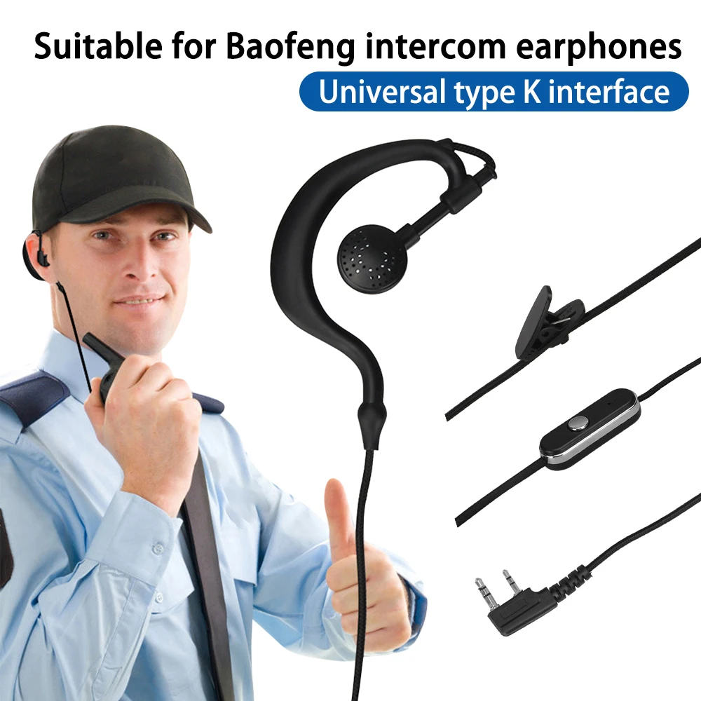 Universal K Head Walkie-talkie Headset 2 Pin Walkie-Talkie Headset    Two Way Ham Radio Earpiece Earphone for Baofeng K5 UV5R