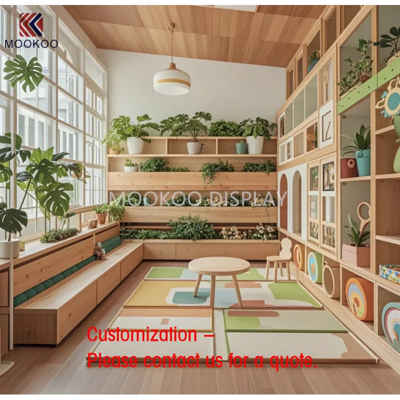 custom.Cheerful Natural Wood & Display System Kids' & Learning Zones