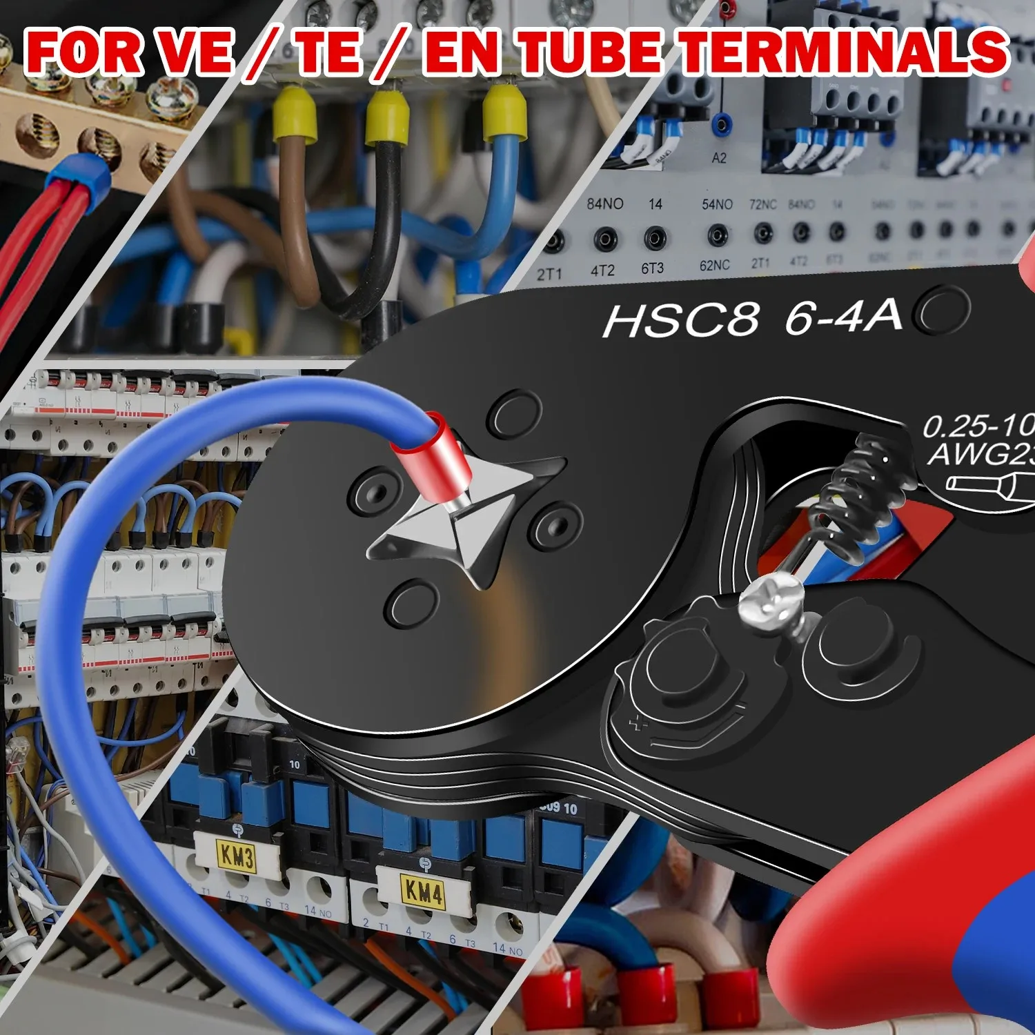 Professionelles Kabelschuh-Crimpset mit Kabelschuhklemmen 0,25-10mm für 23-7 AWG Elektrische Verbindungen – Detail 6