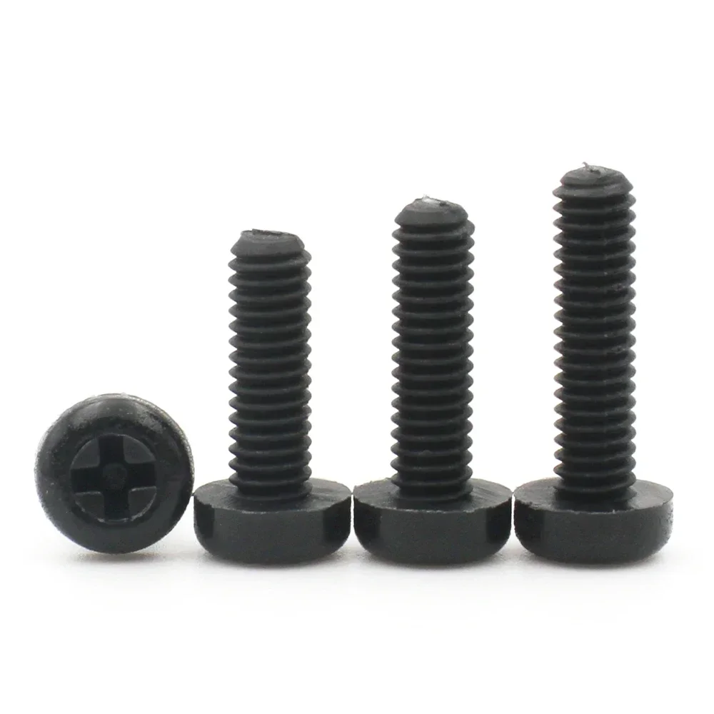10/20/50pcs M2 M2.5 M3 M4 M5 M6 M8 Metric Thread Black or White Nylon Plastic Phillips Cross Recessed Round Pan Head Screw Bolt