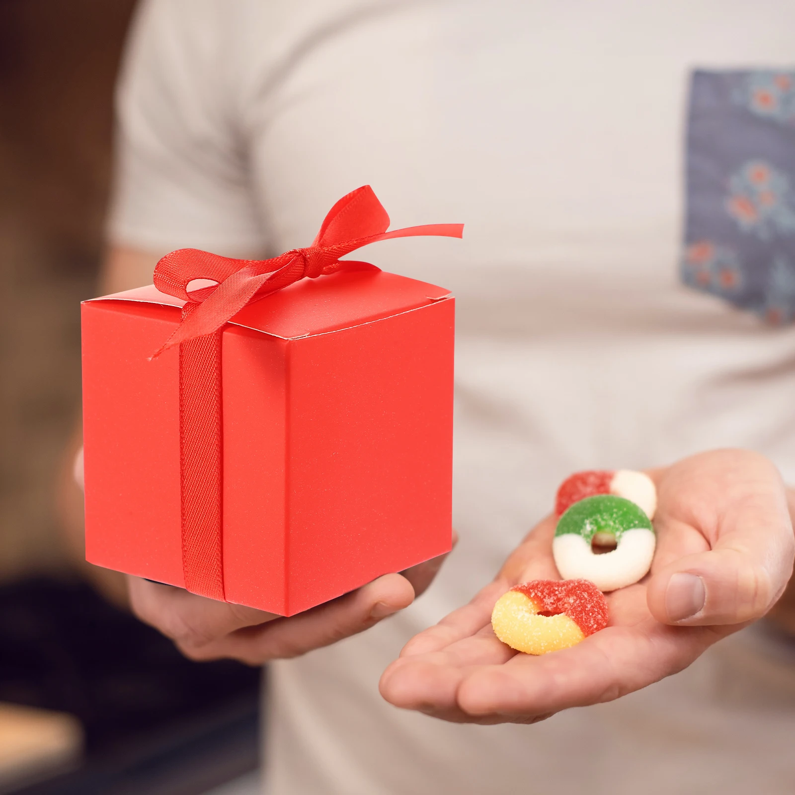 

50Set Multi-Function Candies Case Kraft Paper Box for Gift Packing Wedding Birthday Party Holiday Celebration Decor