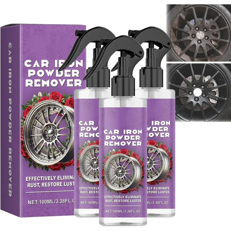 100ml Rust Dust Remover Spray Metal Surface Defender Agent Car Paint Wheel Iron Particles Powder Cleaning Car Rim Cleaning Agent