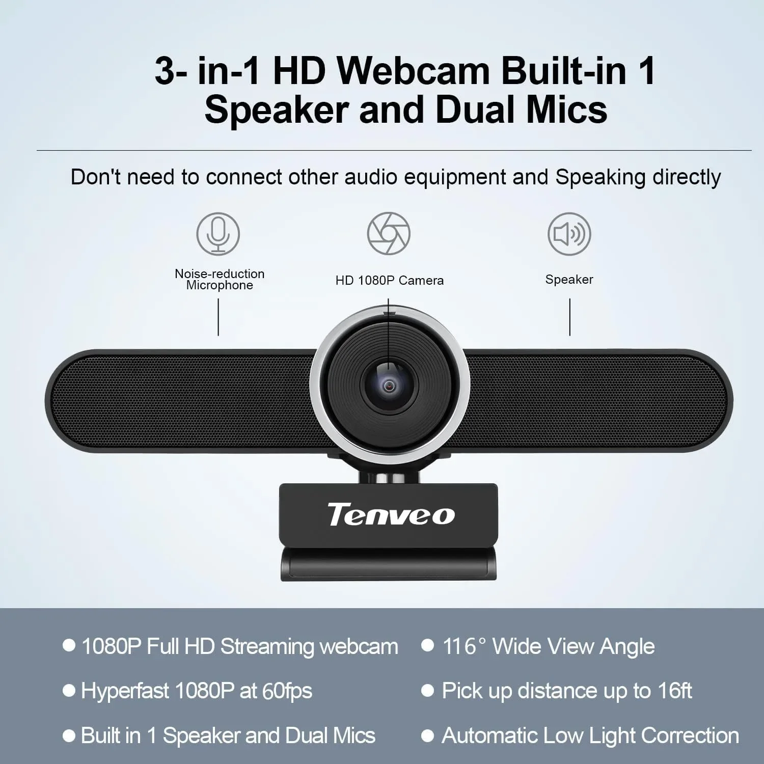 TEVO-VA200PRO 1080p 60fps Type-C 3 In 1webcam Conference Support Skype, FaceTime, Zoom, Microsoft Teams,etc