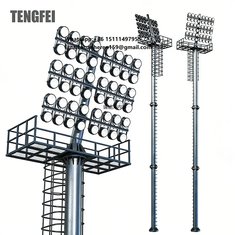 

Tengfei 15-40m IP66 Aluminum LED High Mast Light Pole for Road and Large Football Stadium