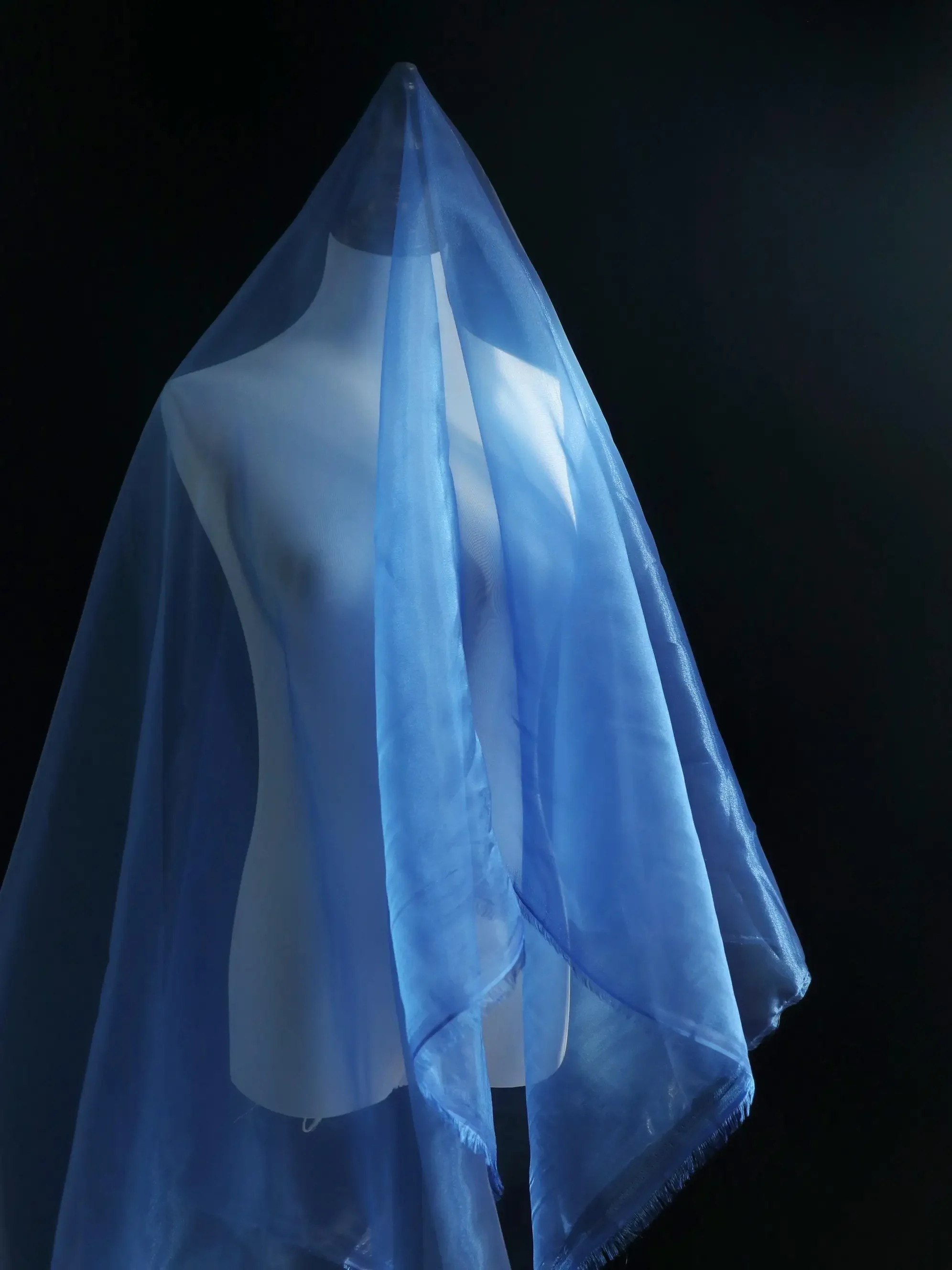 Eugenia Klein Blue Crystal Yarn Liquid Sparkling Stiff Wide Drape Dress Wedding Gown Fashion Designer