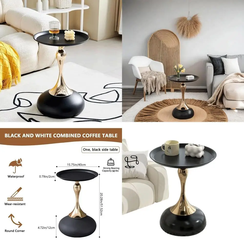 

Stylish Hourglass-Inspired Side Table - Perfect for Living Spaces, Cafes, Dining Areas, Bedrooms, and Outdoors - Sleek Black Acc