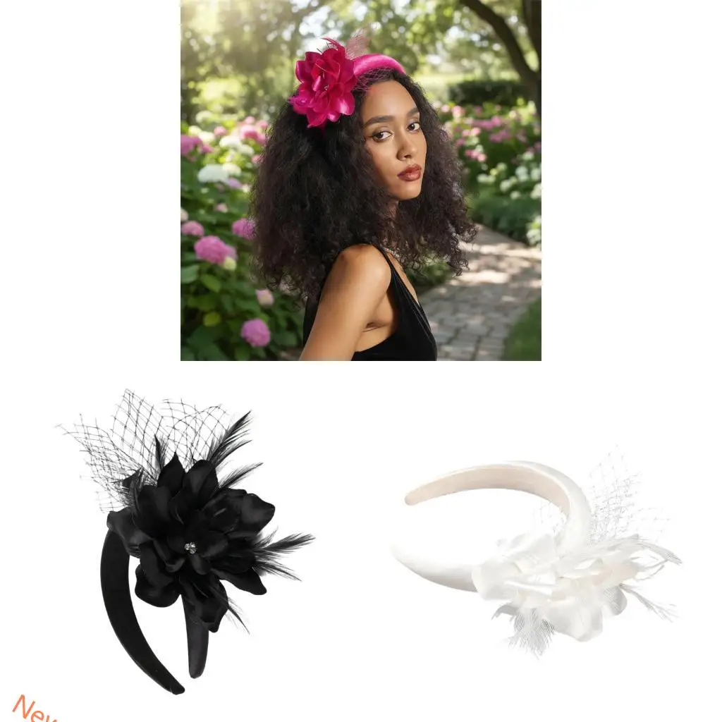 

Detail Mesh Hair Accessory With Adjustable Headbands For Bridal Party Wedding Event Race Day LXAD