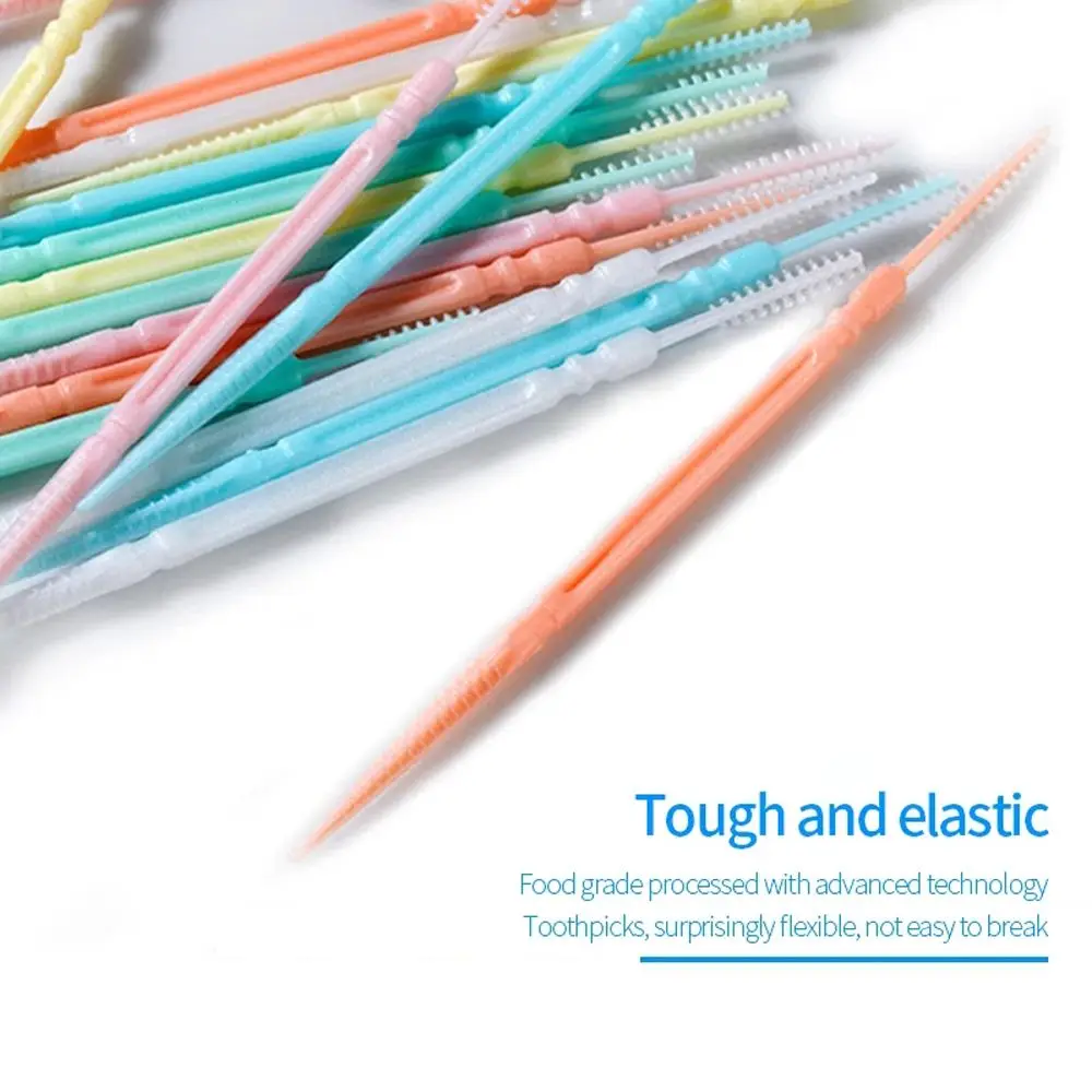 Disposable 200Pcs Food Residue Superfine Soft PP Double-head Interdental Brush Oral Care Dental Floss Pick Toothpick Brush