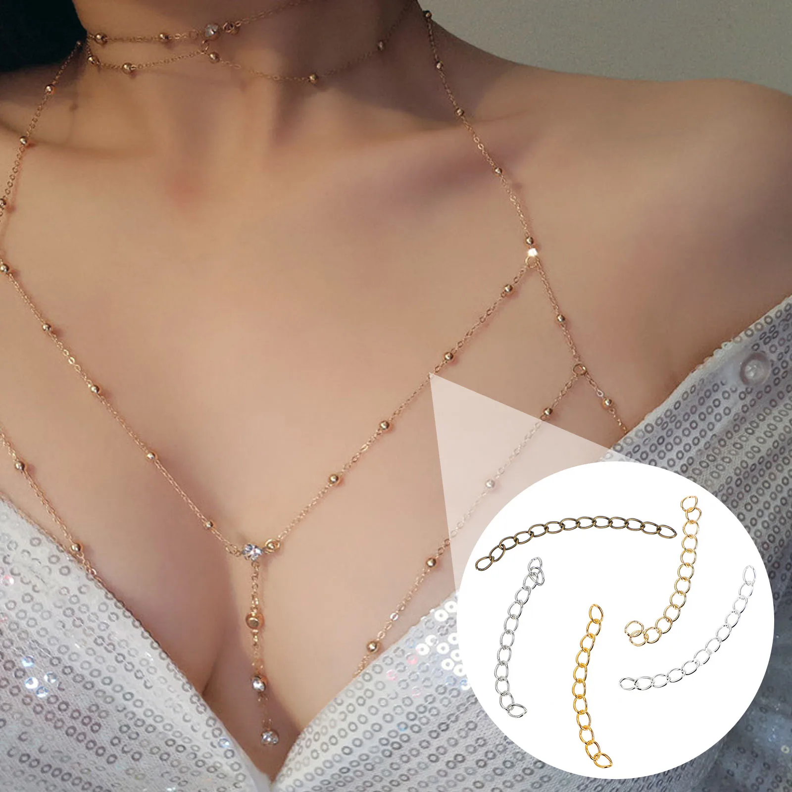 

500 Pcs Extender Chains Stainless Steel Adjustable Bracelet Chain Silver Color Durable Jewelry Making DIY Accessories Bracelet