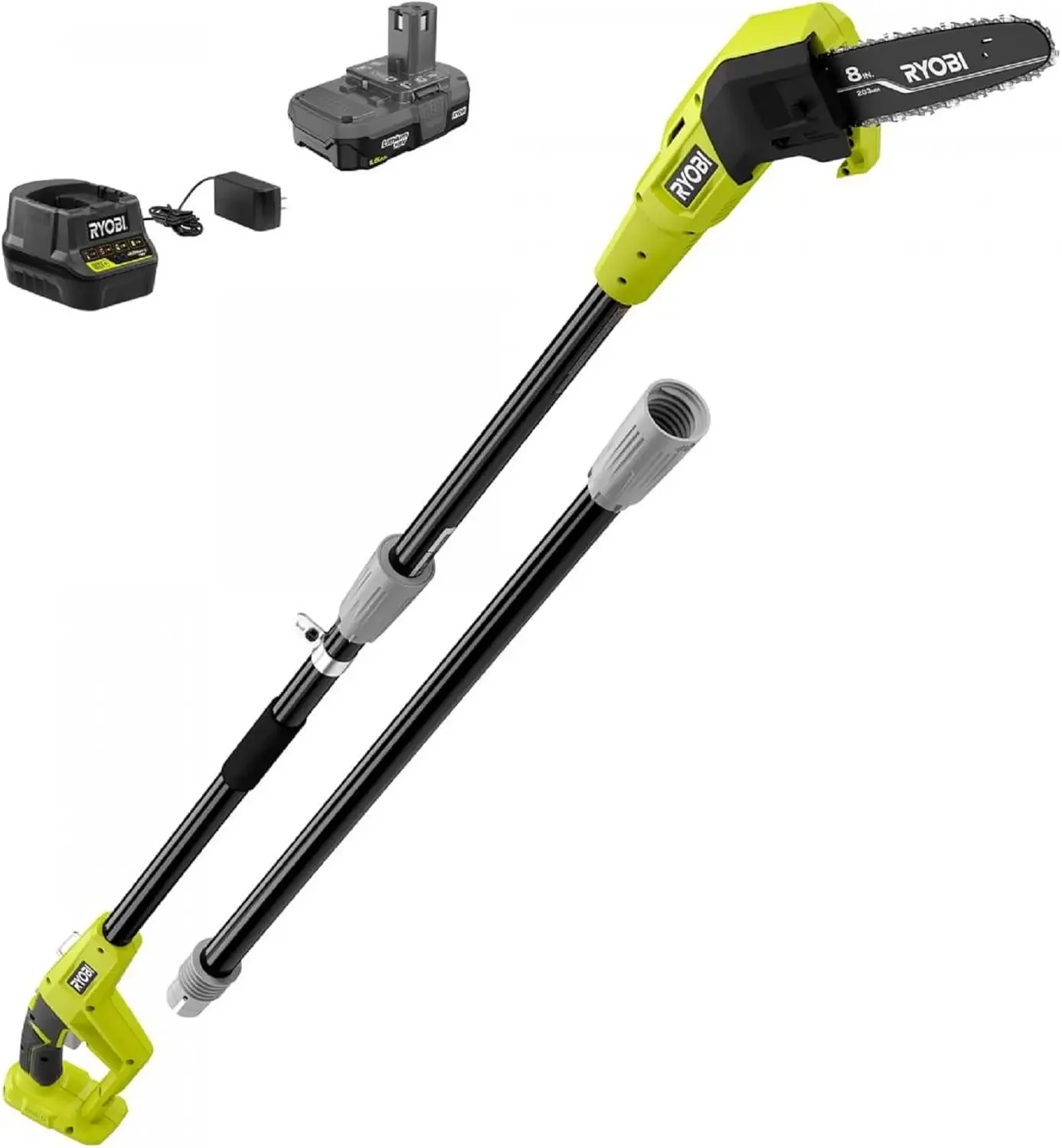 Cordless Oil-Free Pole Saw with 1.5 Ah Battery & Charger, Green