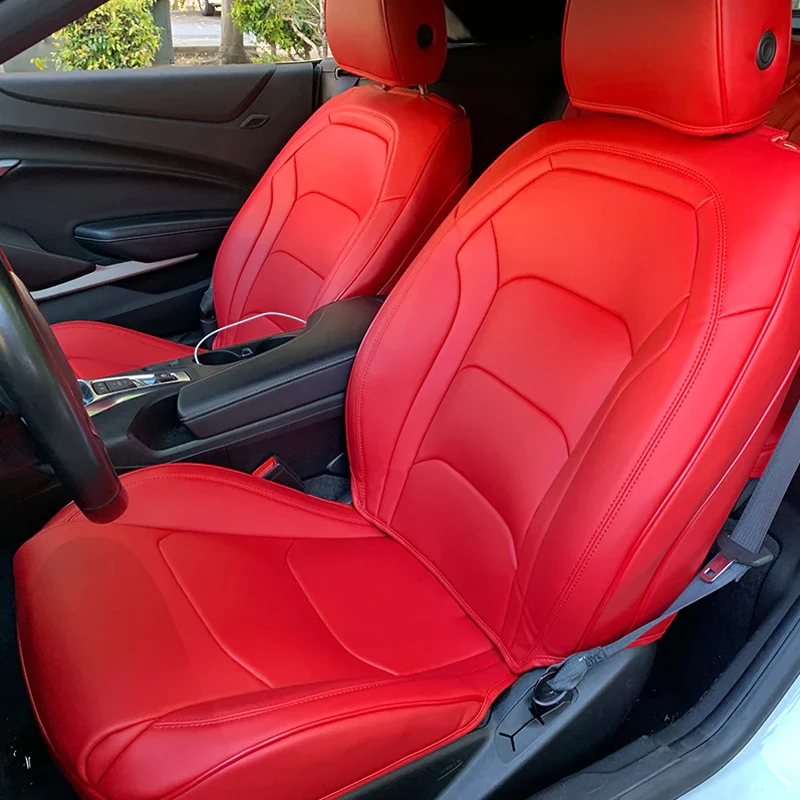 

Only Front 2 Seats Custom Fit for Chevrolet Camaro Car Seat Covers Nappa Faux Leather for Chevy 2016-2024 6th generation Camaro
