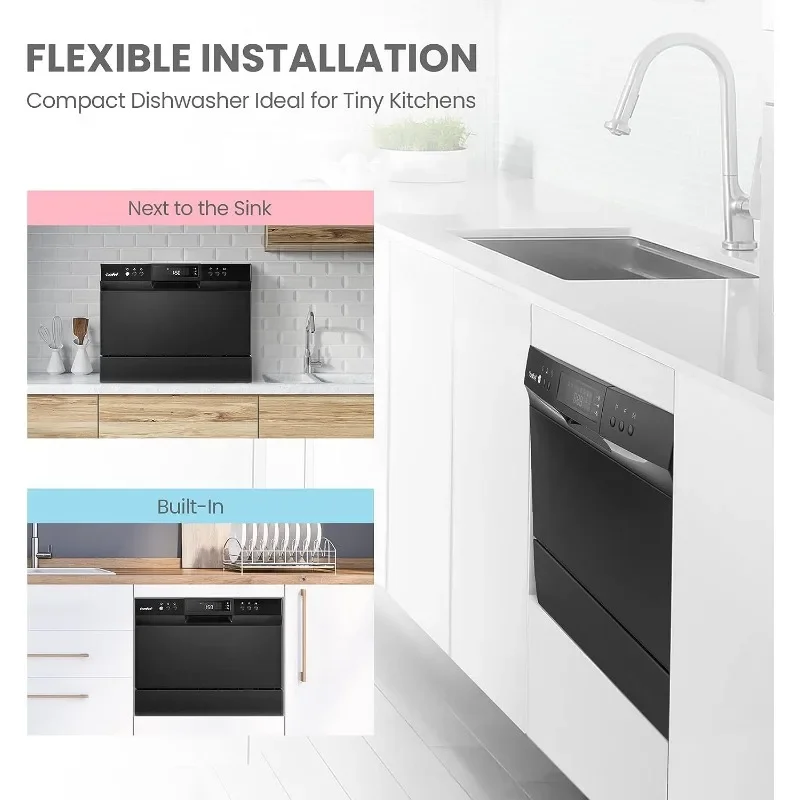 Comfe 'Countertop Vaatwasser, Energy Star Draagbare Vaatwasser, 6 Couverts & 8 Wasprogramma 'S, Snelheid, Babyverzorging