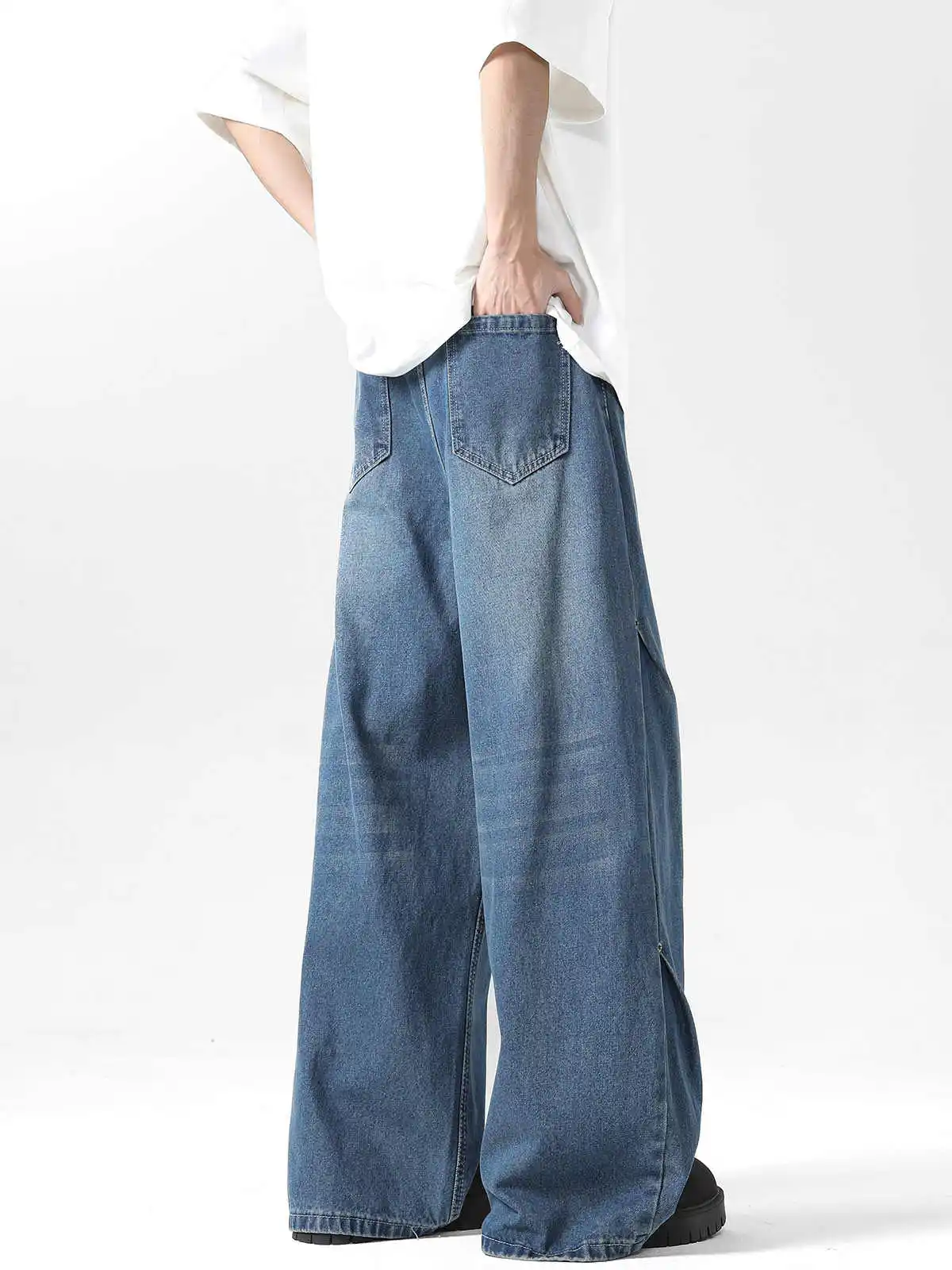 Celana Jeans Flare Y2k Biru Tua Wanita Celana Denim Boyfriend Longgar Antik Harajuku Celana Jeans Jacquard Gaya Jepang 2000-an 2025