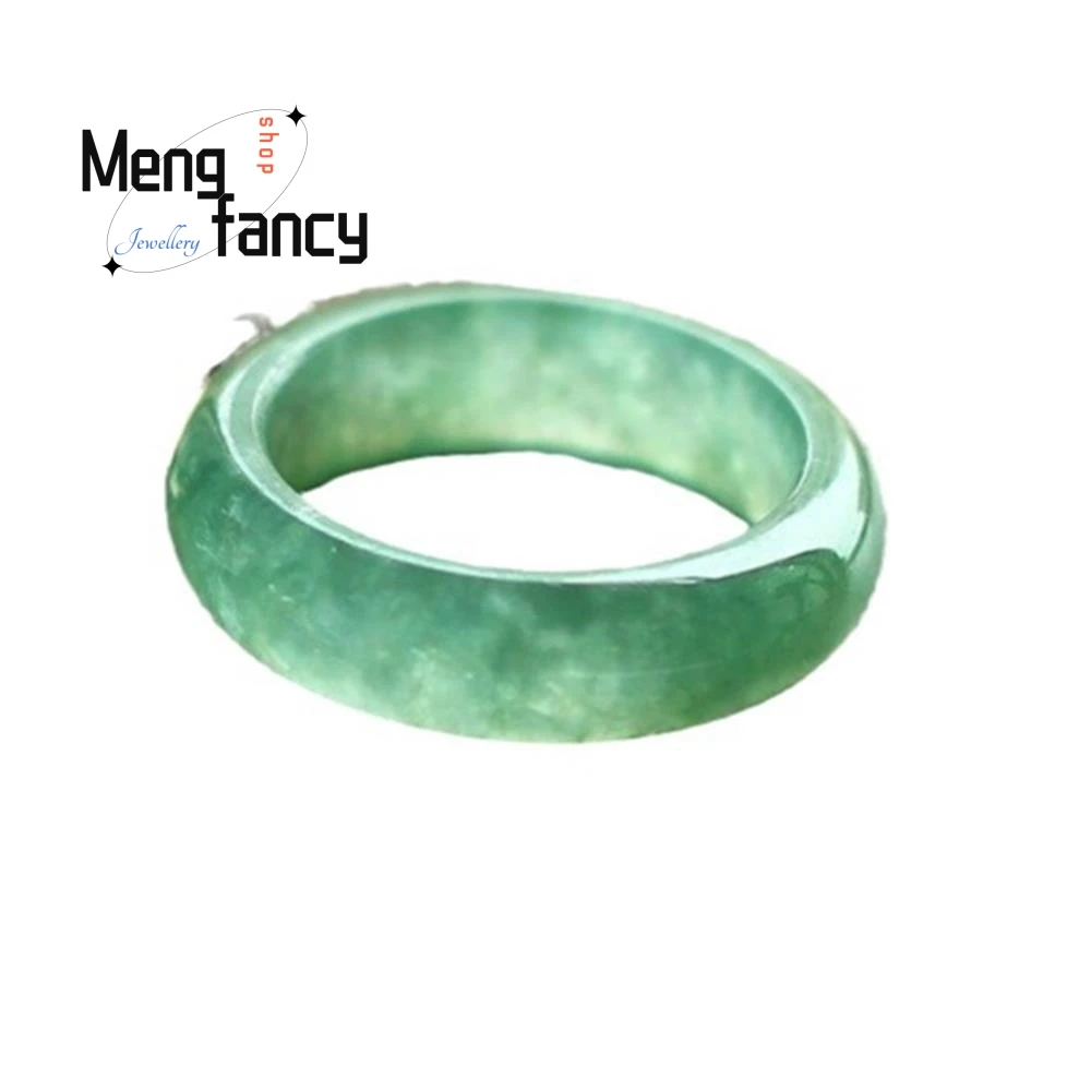 Bague de couple en jadéite translucide, glace naturelle, bijoux simples, exquis, luxe de haute qualité, mode, promesse d'éternité, cadeaux de vacances