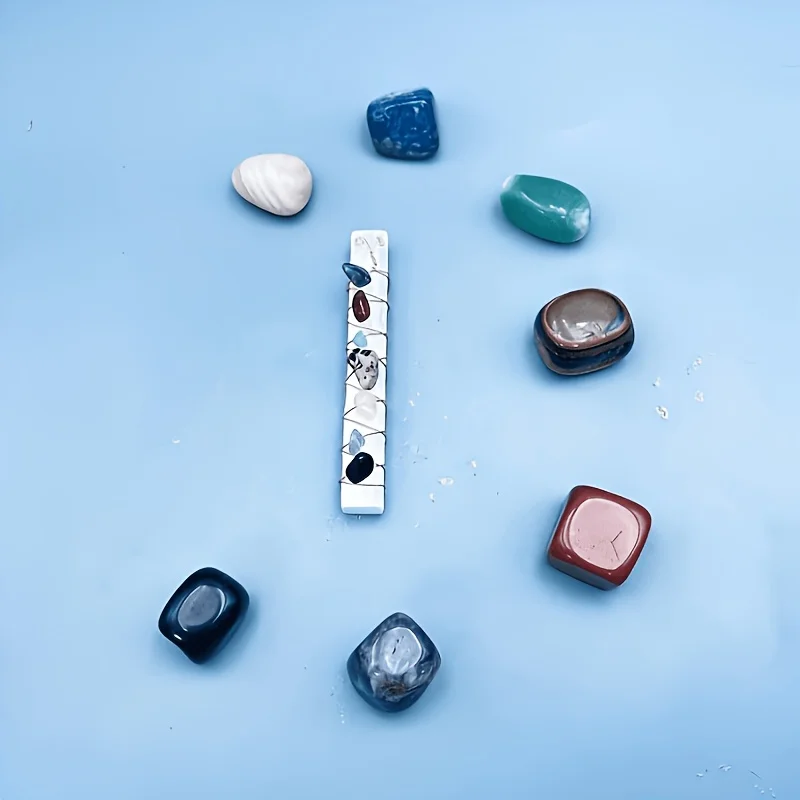 7 pieces of colorful unshaped rolling stones+1 piece of colorful crushed stone hand wound gypsum