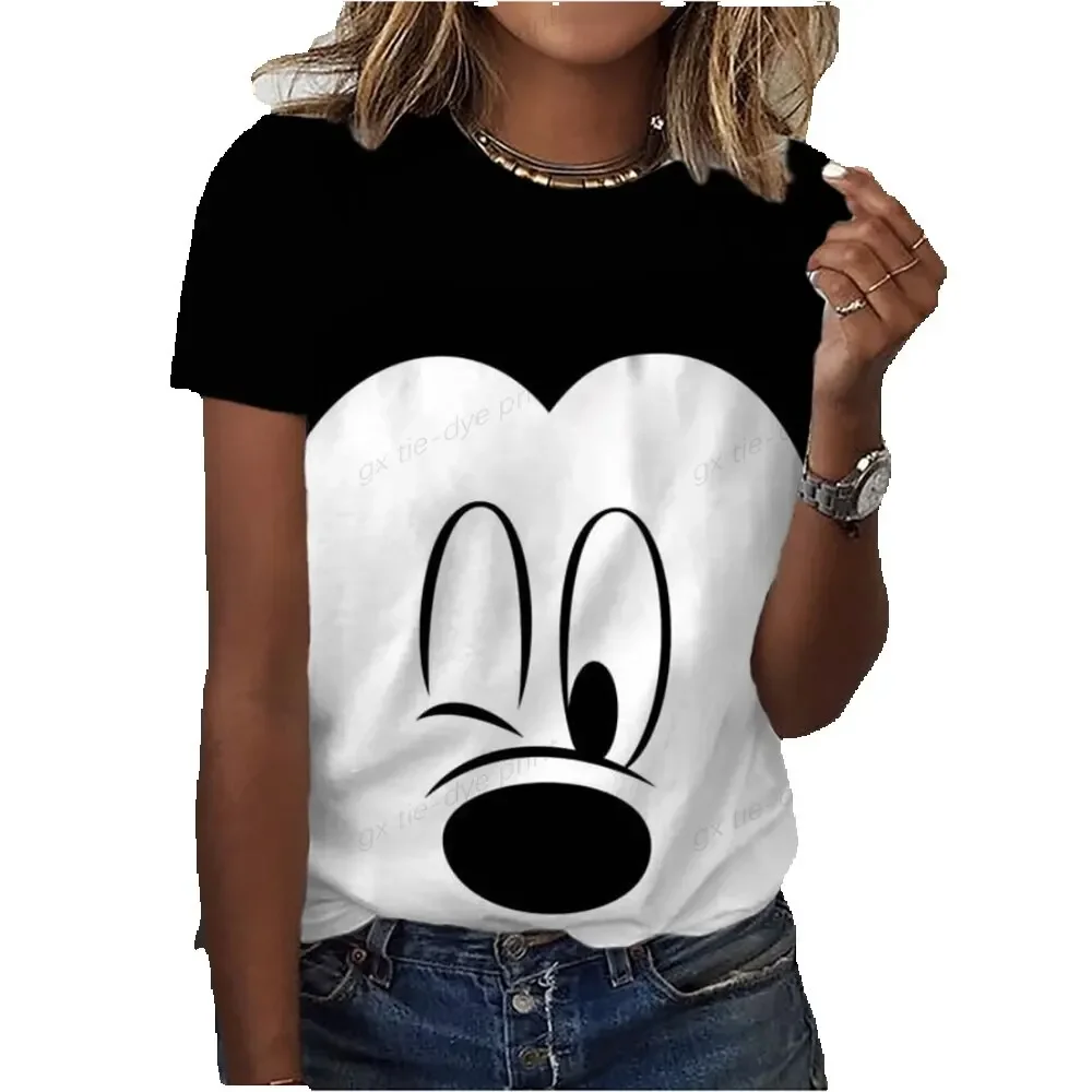 Disney Mickey Mouse Summer T Shirt for Women mother and daughter T-shirt Round Neck Clothes Pulovers Top Graphic T Shirts