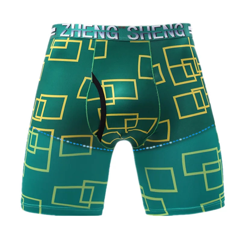 Intimo uomo Boxer Pantaloncini Homme Panites di seta di ghiaccio Uomo stampato U Custodia convessa Gamba lunga Mutande Tronco Cueca Calzoncillo X-4XL