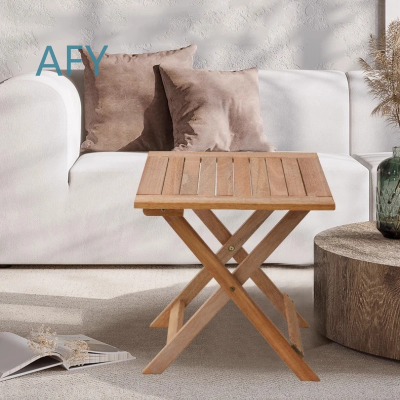 Folding Wooden Table for Home Outdoor Balcony Camping Commercial Use Portable Square Dining Table Lightweight Compact Durable