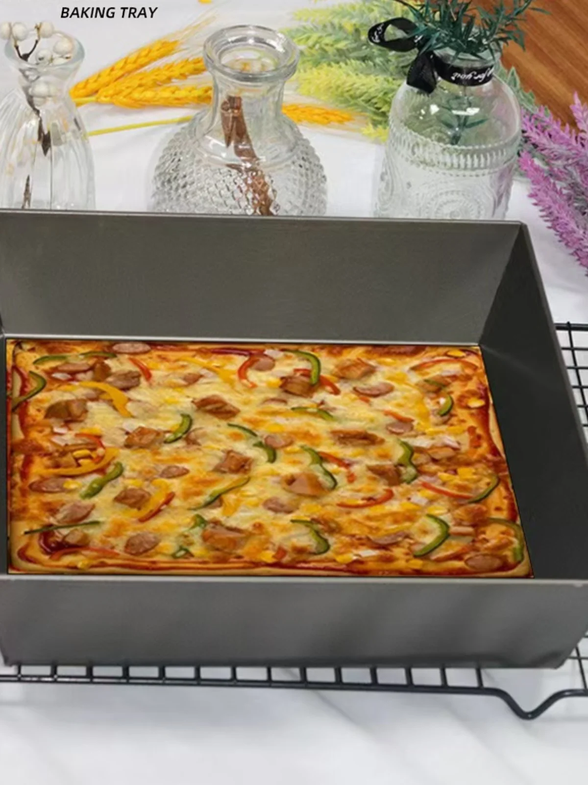 

Commercial Detroit Square Pizza Baking Pan 6789 Inches Baking Rectangular Pizza Box for One Person French Sle Aluminum Allo...