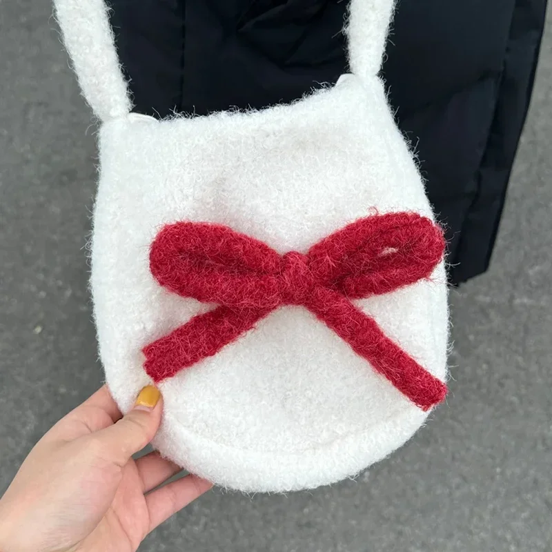 

Velvet Bow Decoration Popular 2025 Hot Selling Mini Crossbody Bag Buckle Solid Color Simple Fashion Designer Shoulder Bag