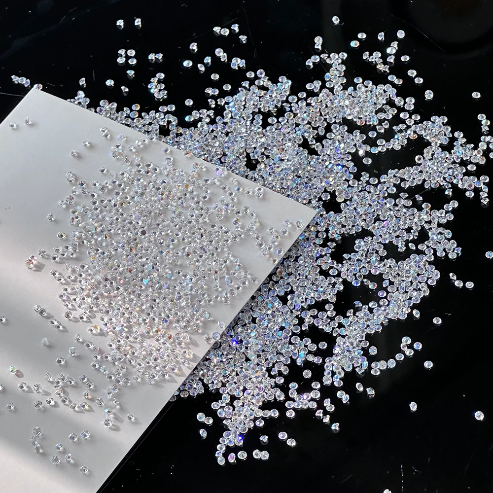2000pcs+ Ultra Mini Transparent AB Rhinestones Nail Charms 1Bag 1.2mm Micro Crystals Beads Nail Gems Tip Bottom Nail AB Diamond