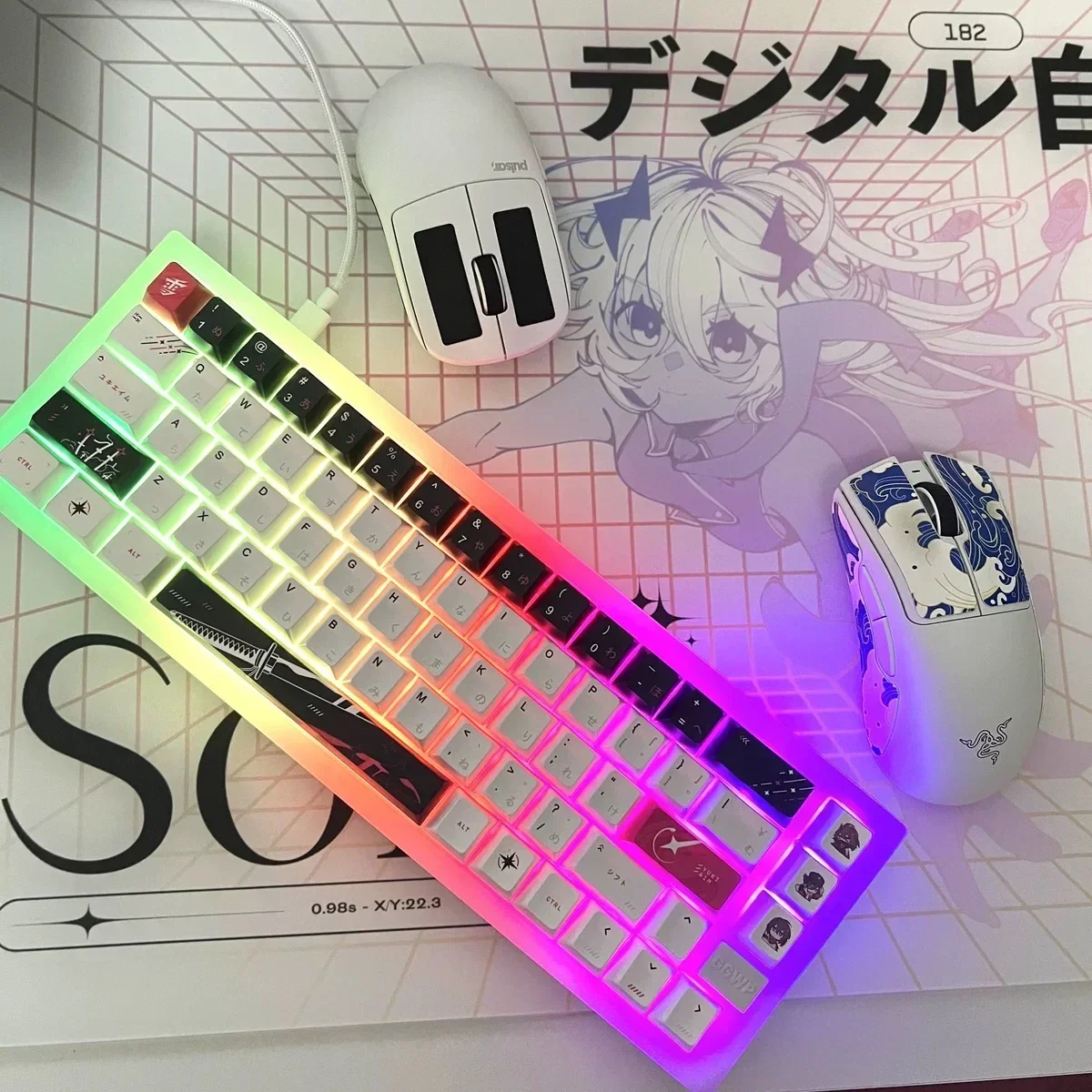 Imagem -03 - Keycaps Japanese Roots para Teclado Mecânico Yuki Aim Keycap Custom Anime Individuation Keycaps Cherry Pbt Keycap Presentes 125 Chaves