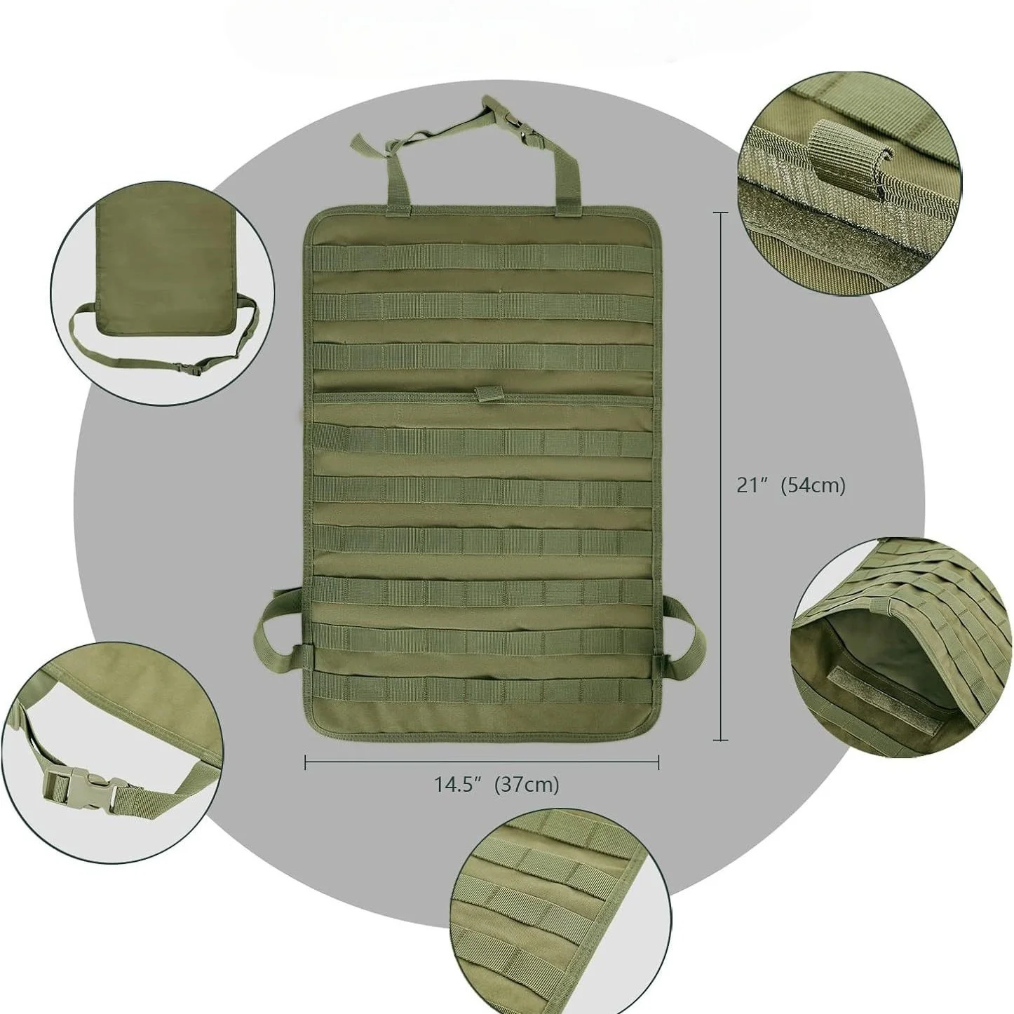 Tactical Car Seat Back Organizer Nylon Molle Panel Vehicle Seat Cover Protector Sag Proof Hanger Bag Pad for Vehicle Interior