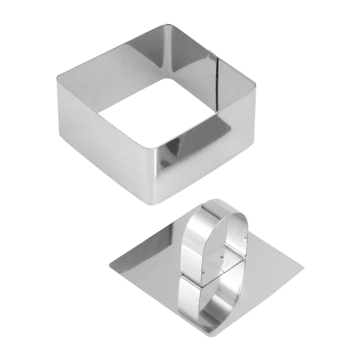 

2 pcs Stainless Mousse Square Chocolate Mold Baking Cake Tool NonStick Mousse Cookie Pastry