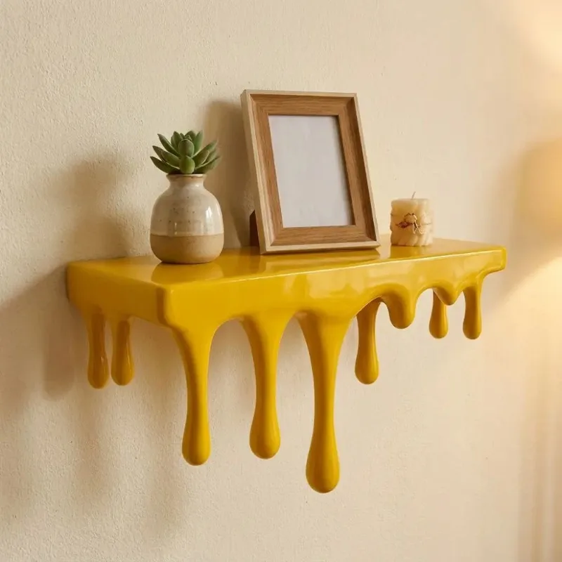 Étagère murale décorative 3D imprimée en plastique, design goutte d'eau, stable, effet fondant, irrégulière, artistique, pour plantes, chambre à coucher
