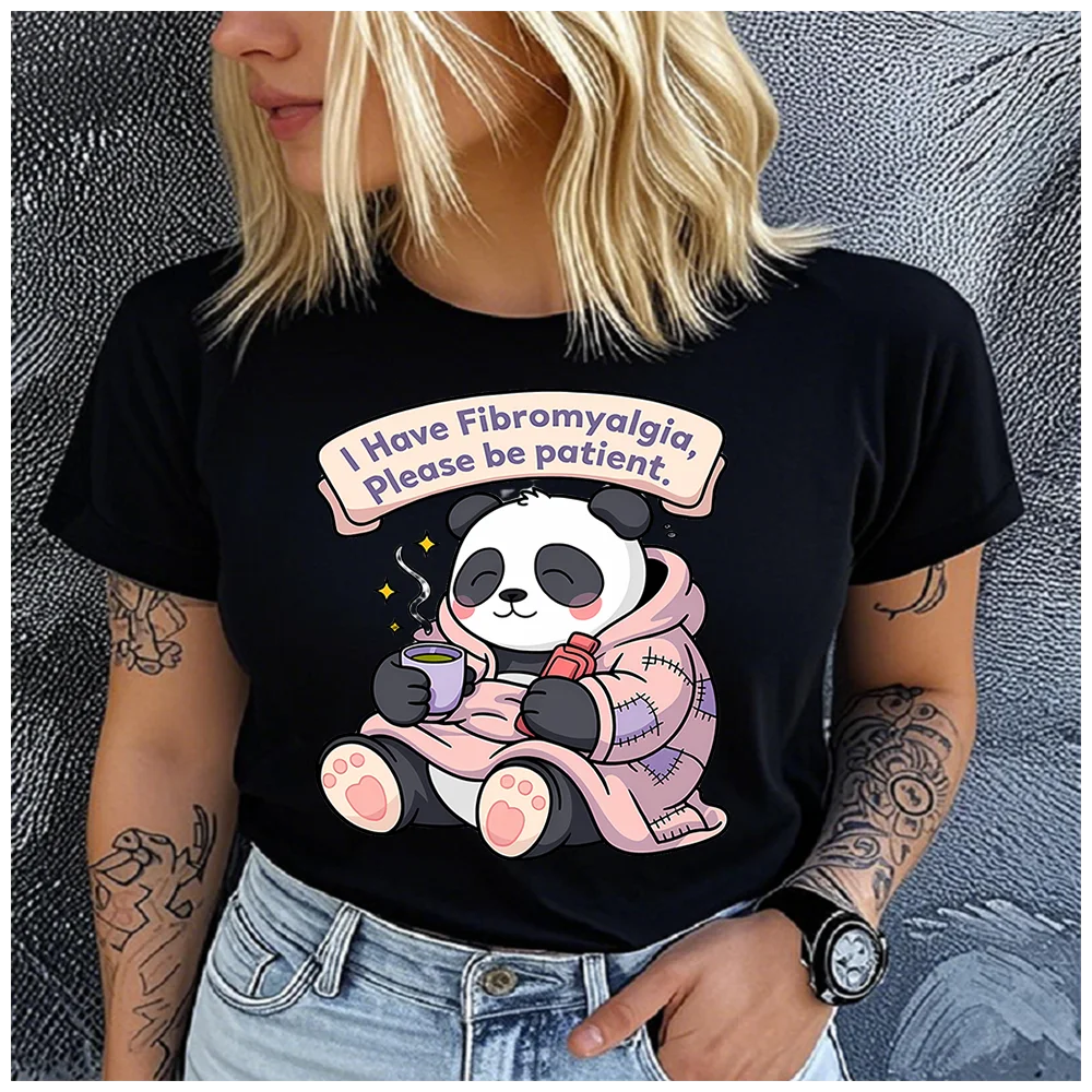 Unisex Cotton Summer Top I Have Fibromyalgia, Please Be Patient Print Loose Round Neck Short Sleeve Fashion for Astrology Lovers