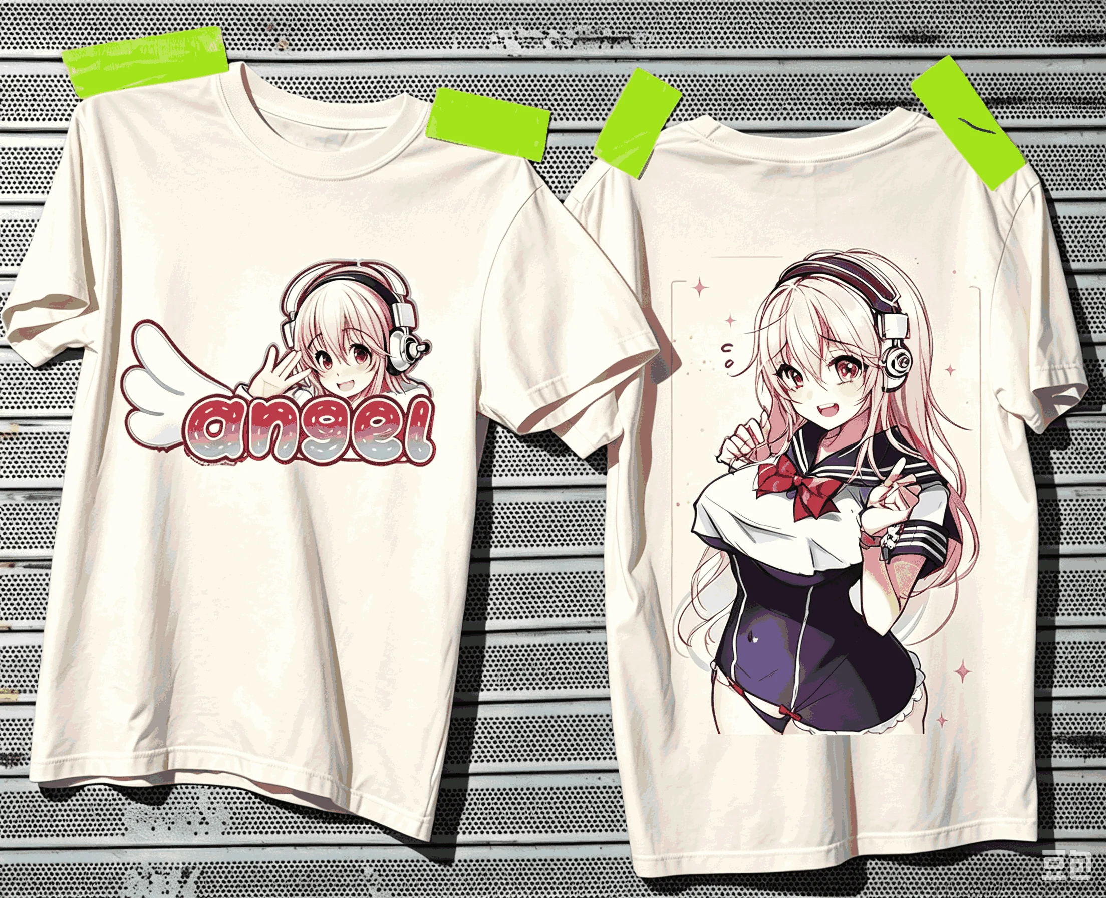 Super Sonico Unisex Casual Fashion T-shirt High Street Oversized Unisex T-shirt Streetwear Trendy Cotton high quality Sleeves