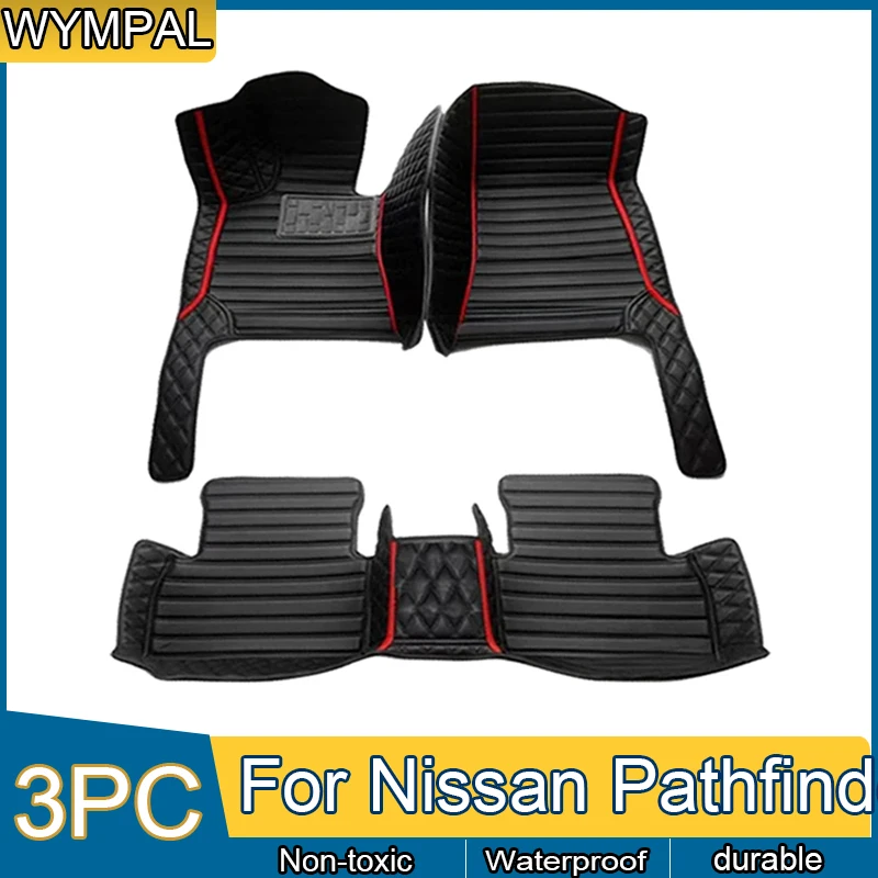 Car Floor Mats For Nissan Pathfinder R52 7seat 2014~2020 Auto Anti-dirt Pad leather Mat Rugs Pad Interior Parts Car Accessories