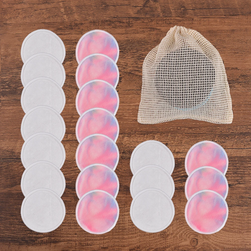 20Piece/Pack Makeup Remover Pads Washable Rounds Cleaning Cotton Reusable Facial Make Up Removal Pads Tool Matching Mesh Bag