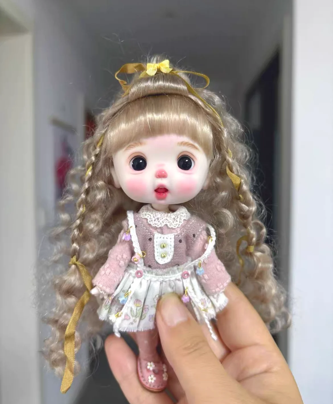 

Волосы для куклы OB11, парик с твердой головкой, волосы 5-6 дюймов, окружность 14 см, BJD мохеровый, бесплатная доставка